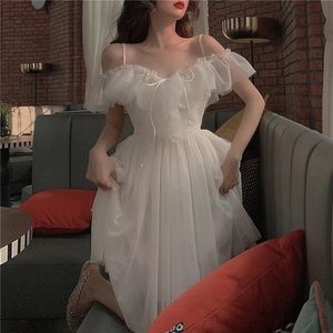 Lace up dress Ruffle off shoulder cream beige  lace fairy princess